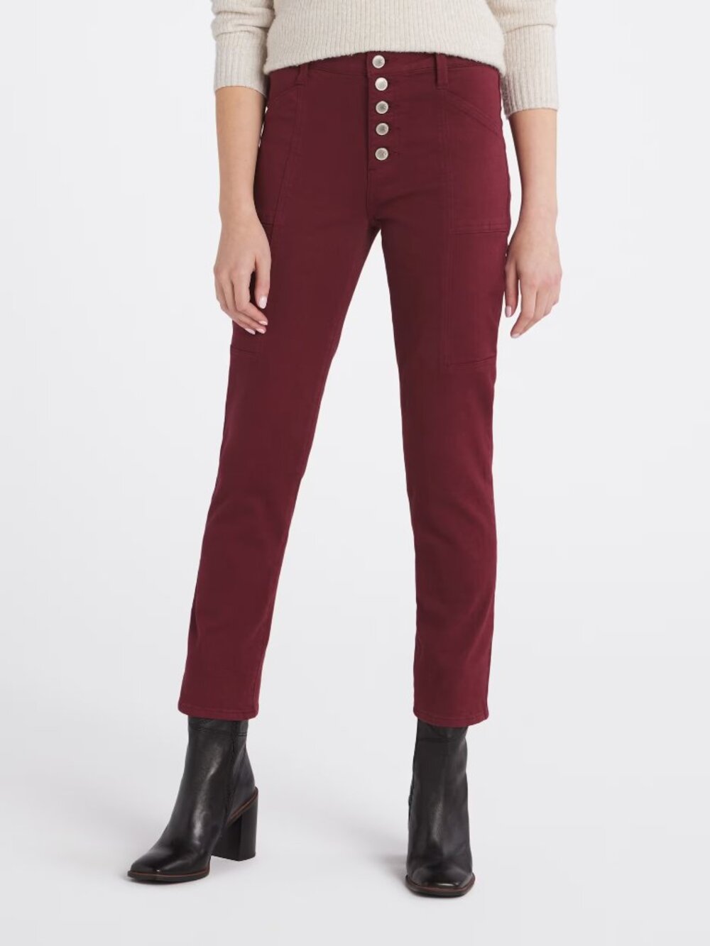 Hailey High Rise Button Front Cargo Straight Pant